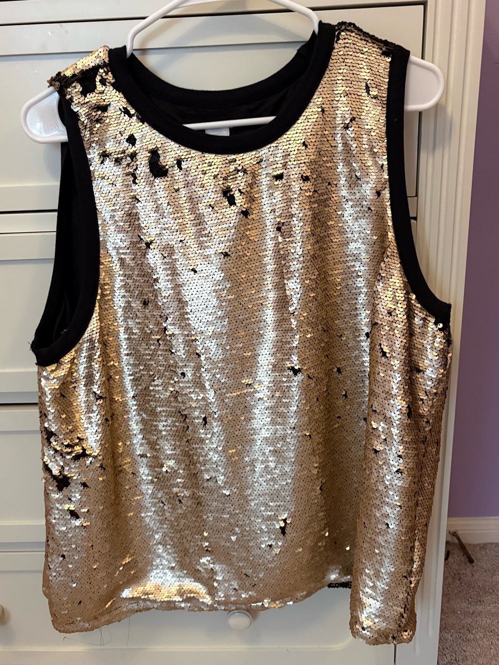GAP Gold Sequin Tank with Black Trim